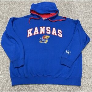 Kansas University Jayhawks Hoodie Mens XL Blue KU Pullover Sweatshirt E5 Warm